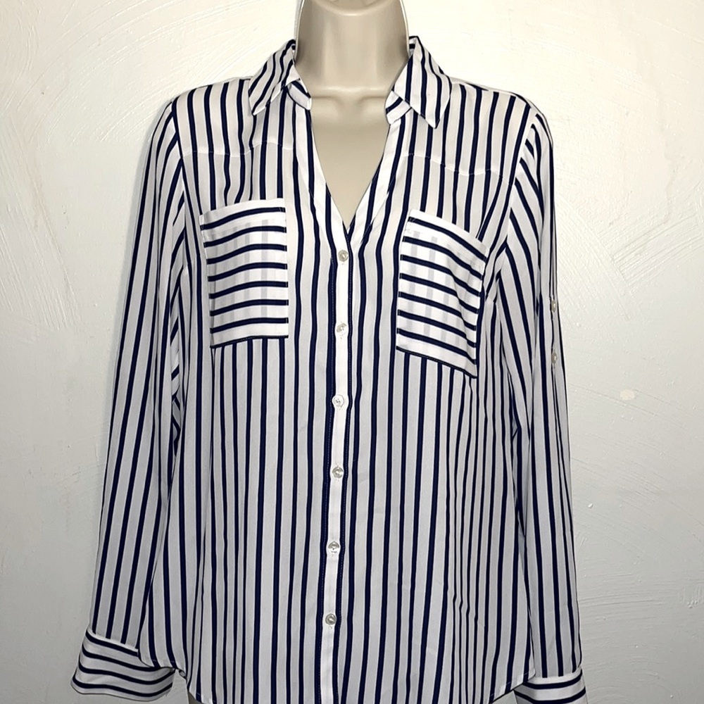 Express Portofino Shirt - Navy Stripes